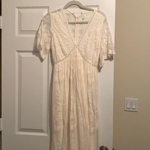 PinkBlush Cream Lace Maternity Maxi Dress